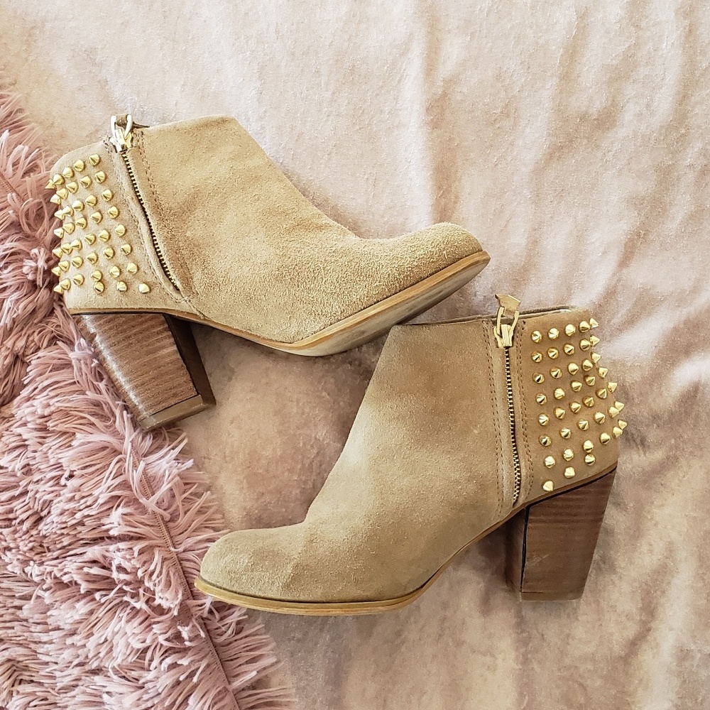 Gold studded ankle booties